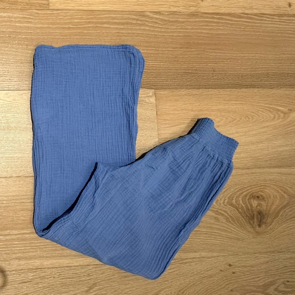 NWT Michael Stars Susie Smocked waist Blue Wide-Leg Pants - Picture 4 of 10